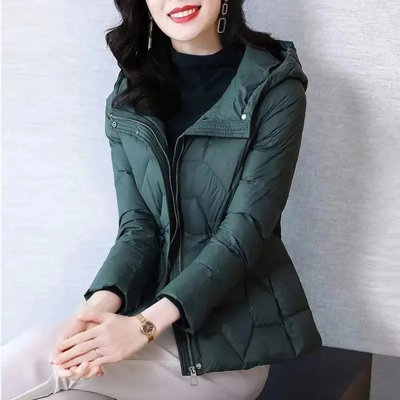 Lightweight Cotton Clothing Women\'s Short 2022 New Solid Color Fashion Baseball Uniform Hooded Waist Autumn And Winter Jacket