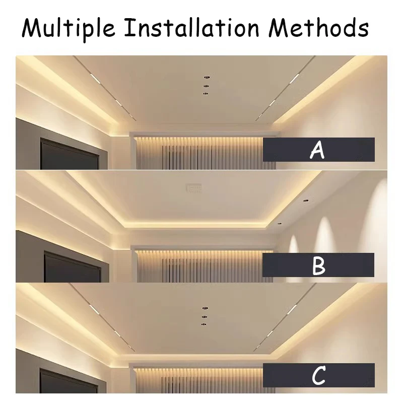 Suspended Ceiling Aluminum Led Profile Upward Unilateral Wall Washing Hard Bar Strip Lighting Plasterboard Linear Lamp Reflector