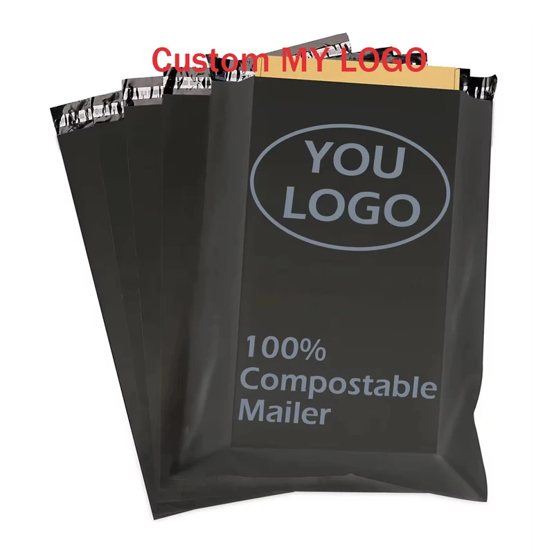 custom print logo biodegradable postage polythene courier polymailer poly mailers shipping mailing bags for packaging clothes