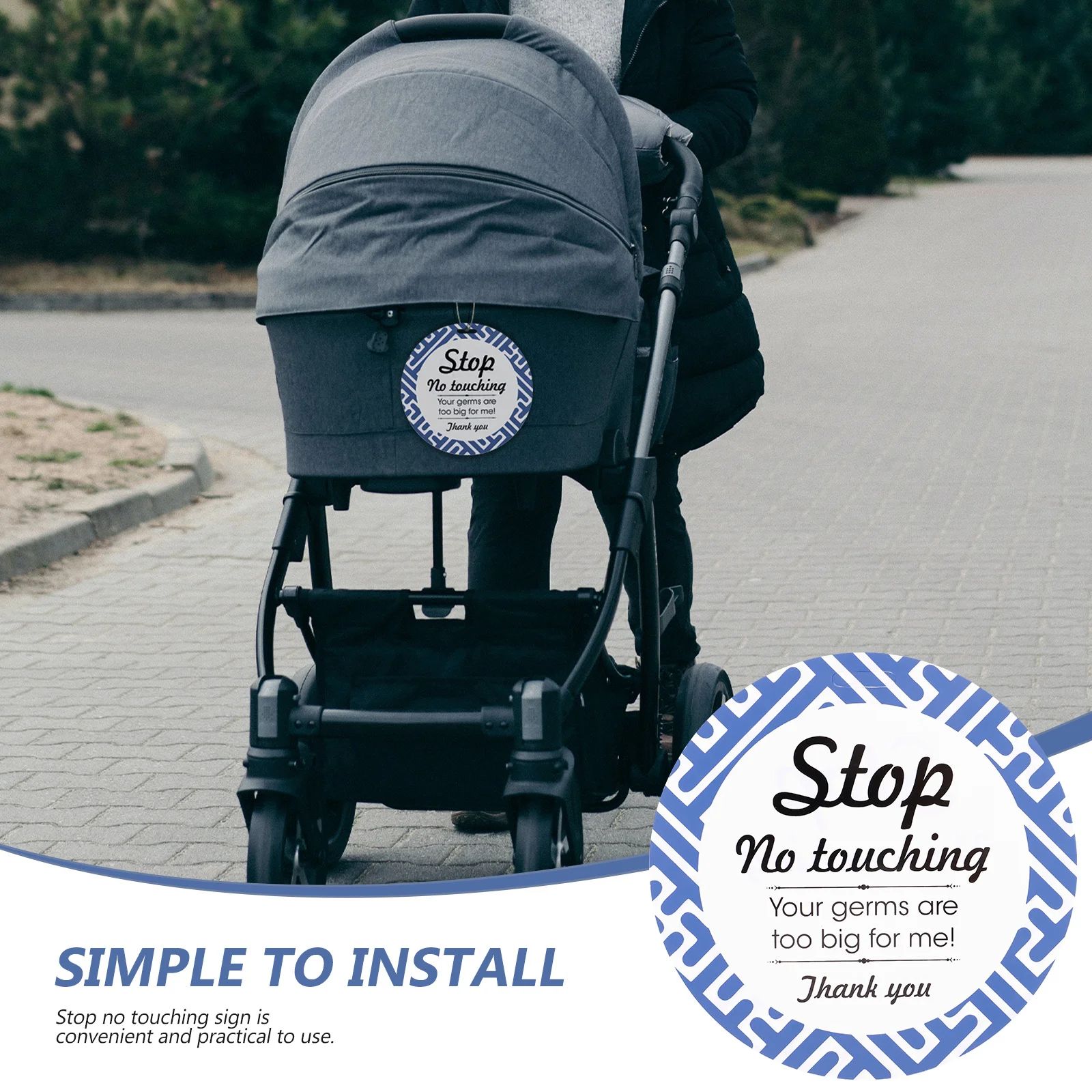 

Stop No Touching Sign Warning Caution Stroller Car Seats Exquisite Craftsmanship Clear Pattern Safe Material