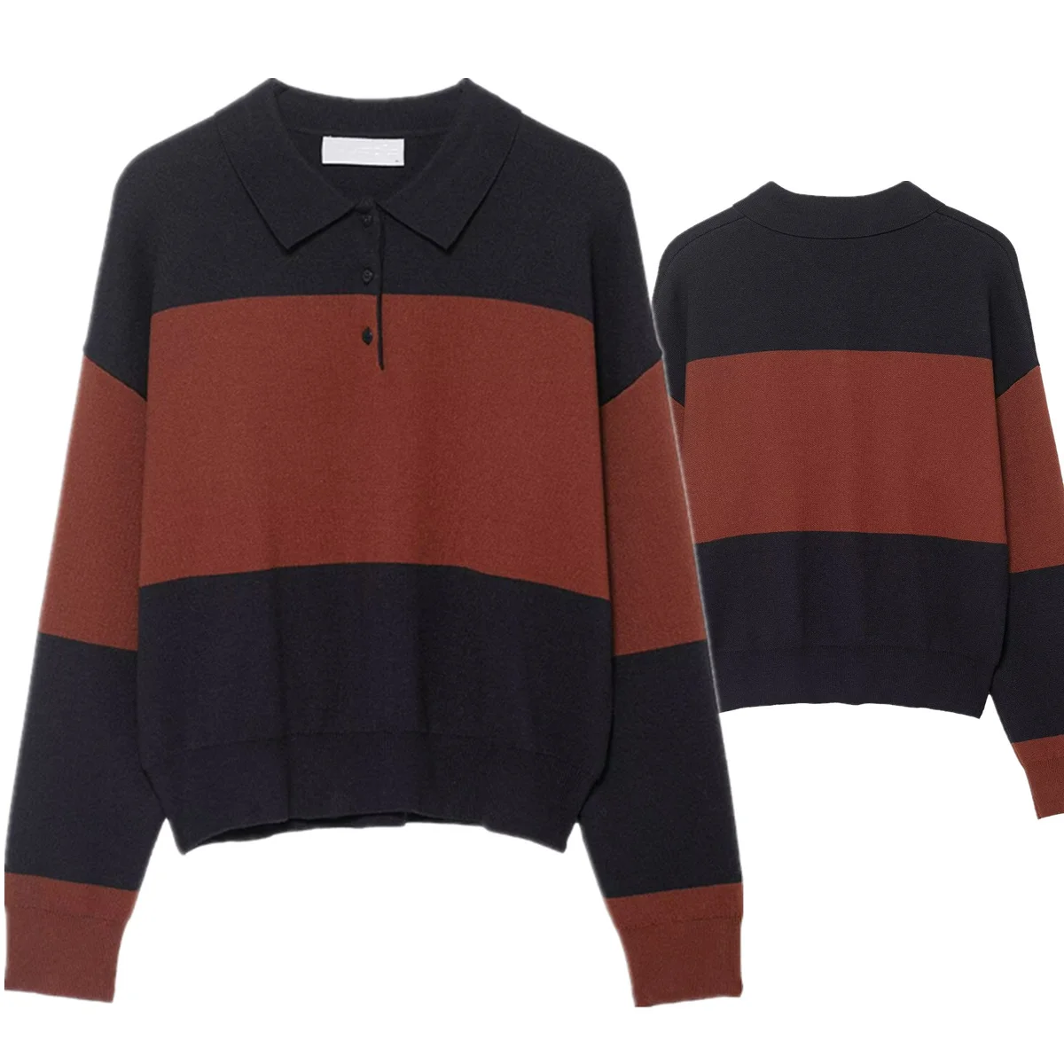

Dave&Di Winter Women's Sweater Pullover Tops Streetwear Fashion Girls Knitwear Polo Collar Sweater Woman Clothing Woman Clothes