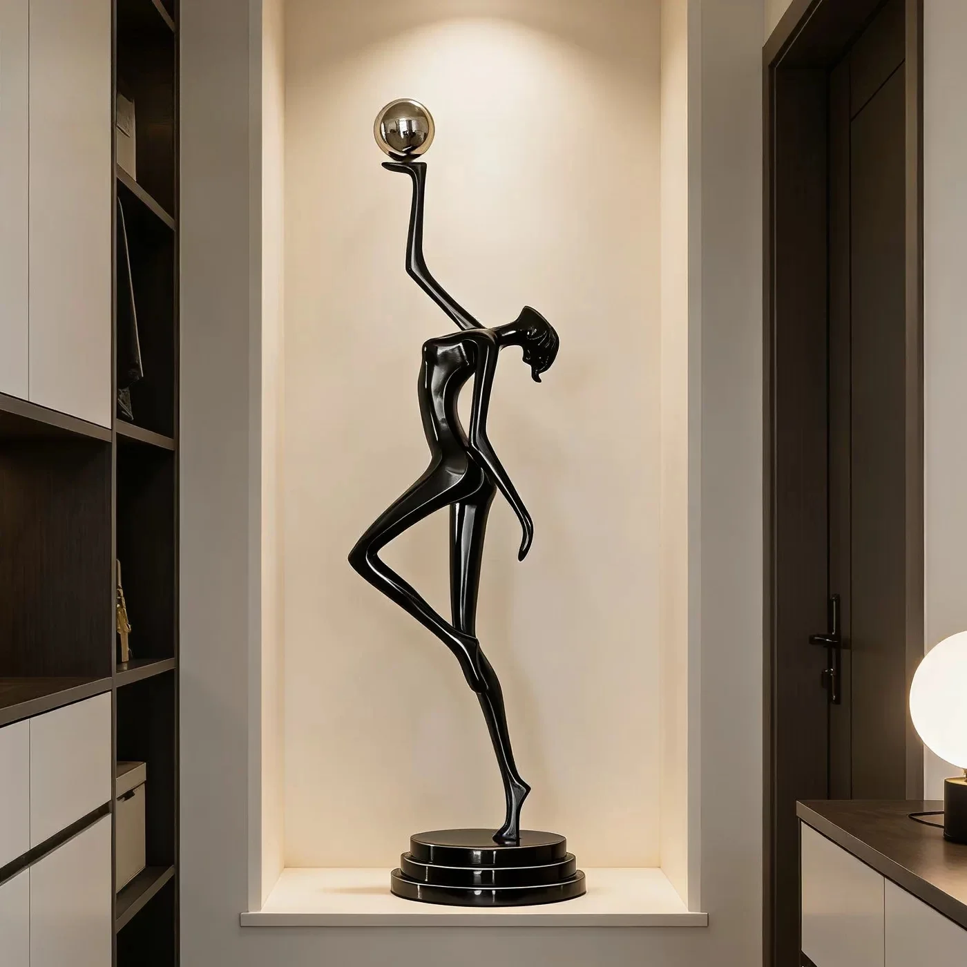Abstract figure art sculpture ornament slender high sense niche light luxury high-end entrance vertical height creative handicra