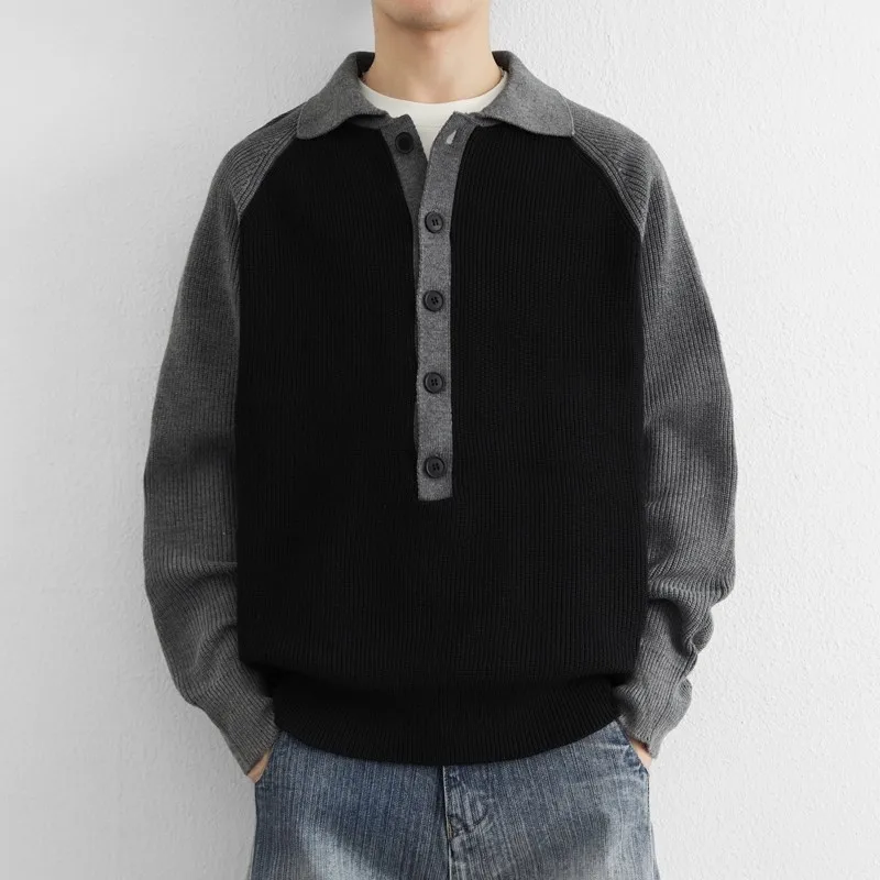 

Мужской вязаный кардиган свободного кроя с цветными блоками, осенне-зимний, новый, модный, повседневный, в стиле оверсайз, свитер-жакет