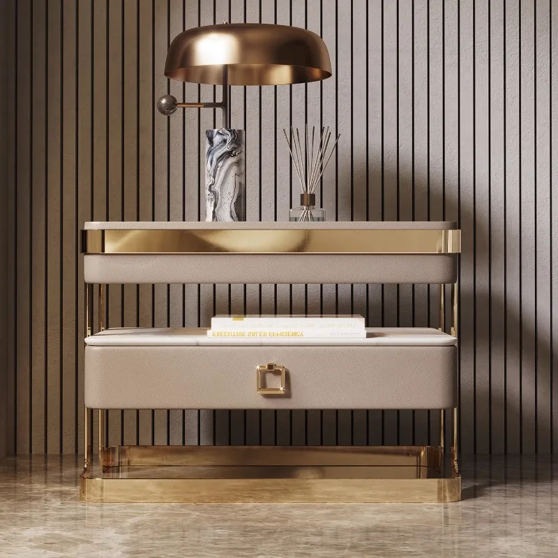 منضدة جمالية بسيطة حديثة بجانب السرير منضدة تخزين إسكندنافية أرضية فاخرة من Mesita De Noche Dormitorio أثاث منزلي #1