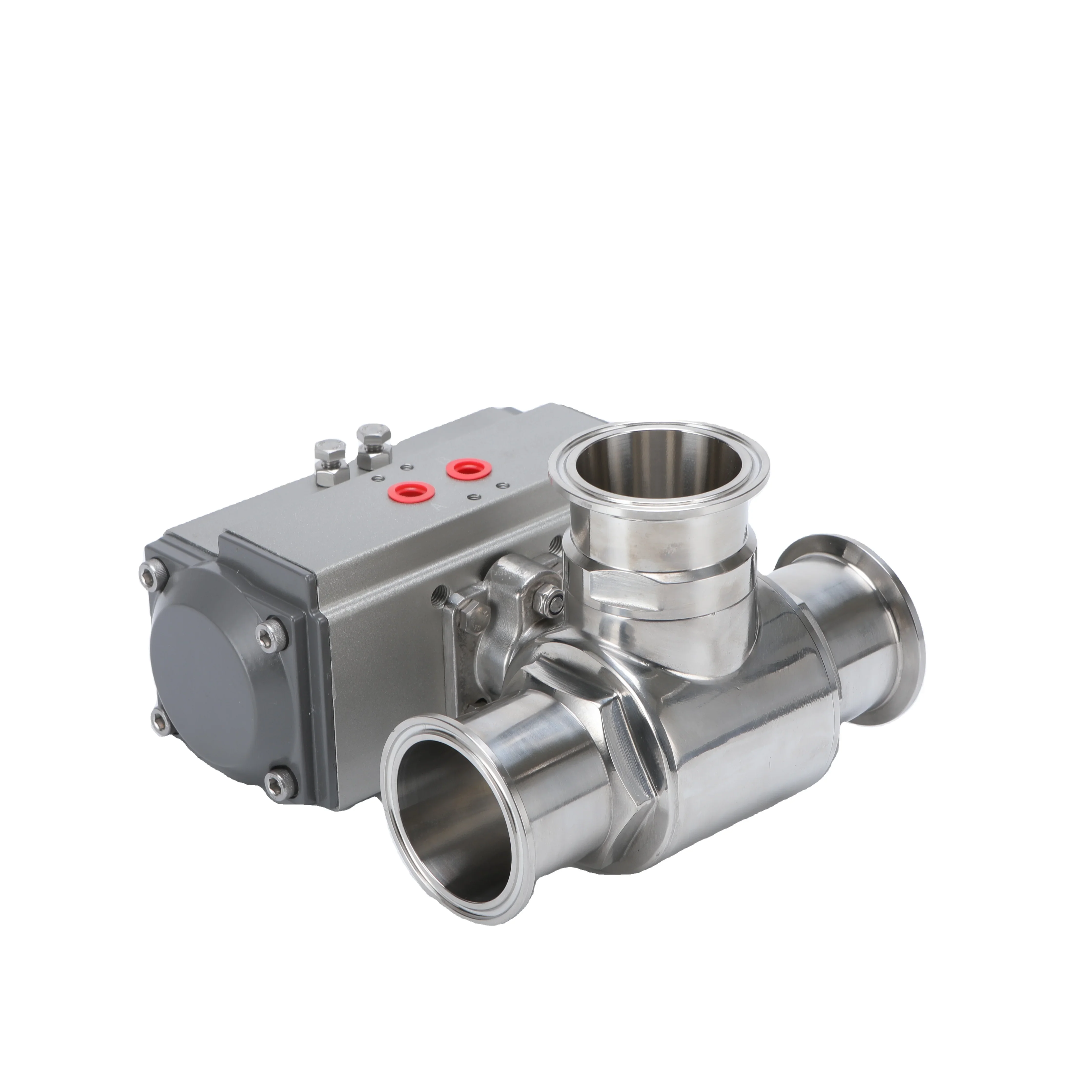 316L Stainless Steel Food Grade L-Type Pneumatic Three-Way Ball Valve High Manual Water Gas Oil General Customizable OEM