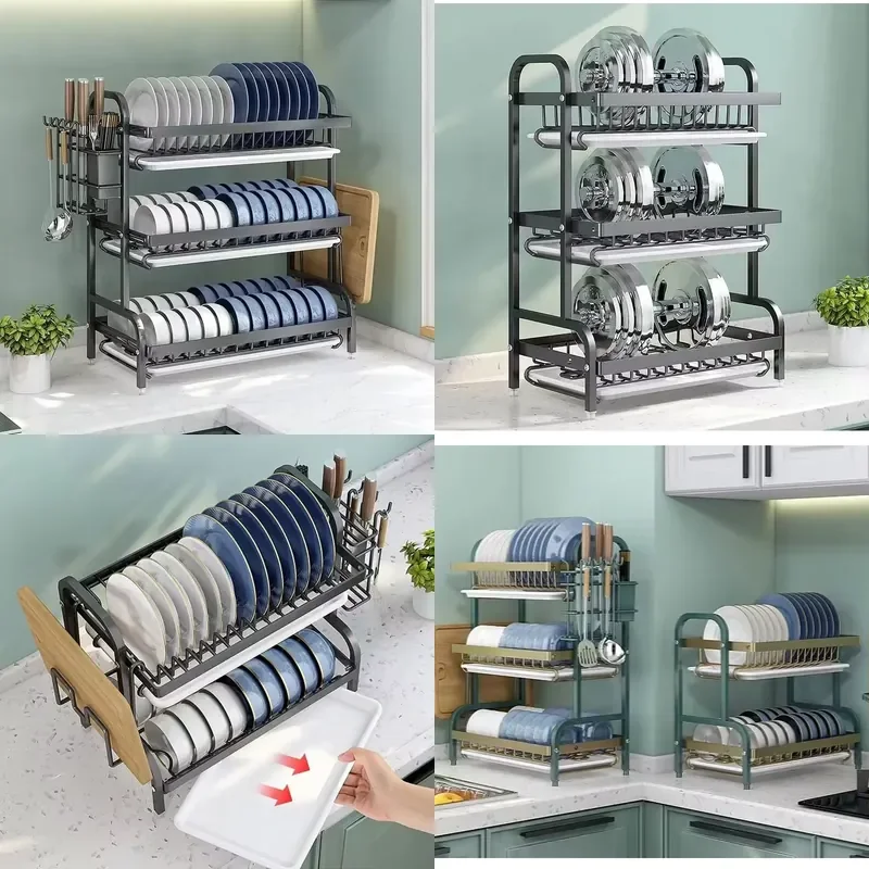 for Stainless Steel Tableware Rack Plate Drain Rack Kitchen Storage Rack Chopstick Holder Organizer  Kitchen Countertop Drying