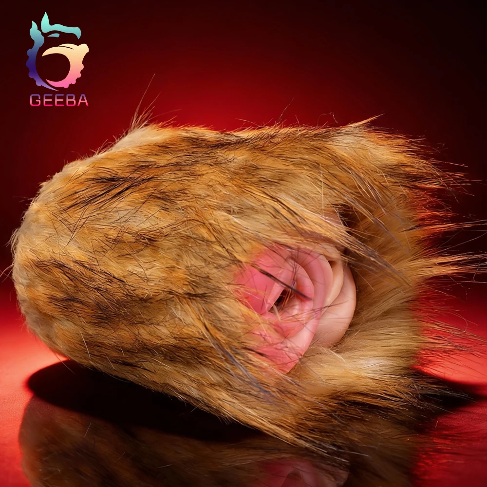 GEEBA Realistische Dier Tijger Kut Masturbator Met Bont Voor Men18 + Full-channel Man's Onahole Siliconen Volwassen Stroker seksspeeltjes