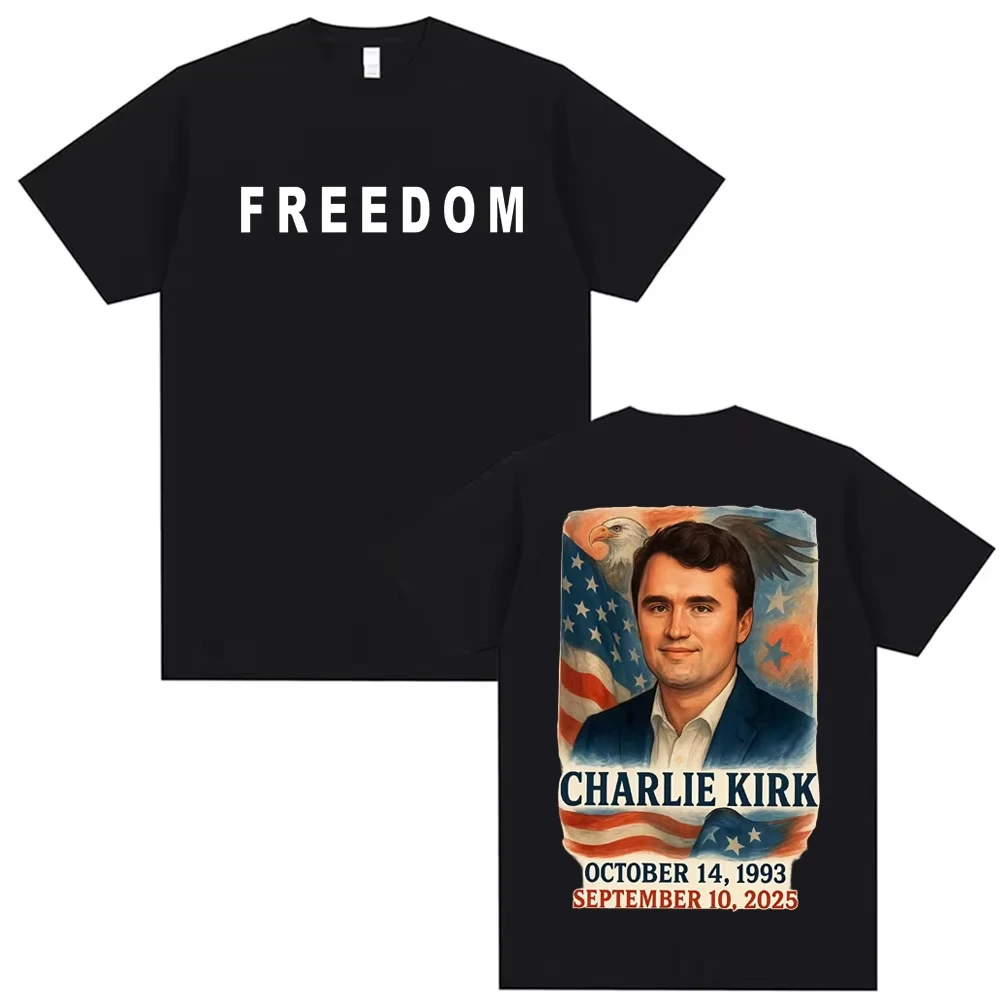 الوقوف مع تشارلي كيرك الحرية تي شيرت الرجال الصيف عادية Harajuku المتضخم تي شيرت للجنسين خمر عالية الجودة س الرقبة تي شيرت #1