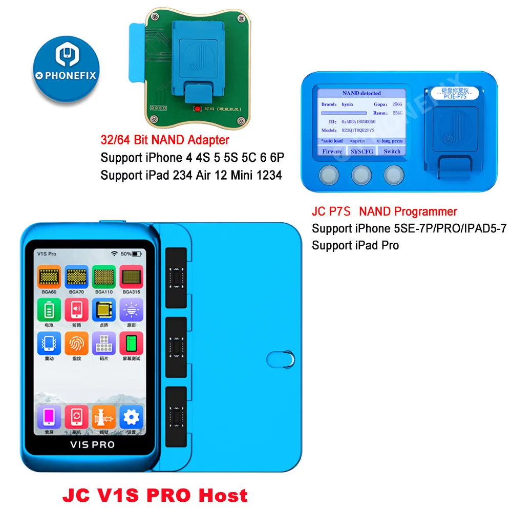 JCID V1S Pro JC P13 JC P7S P11 NAND โปรแกรมเมอร์ HDD Serial อ่านเขียนข้อผิดพลาดซ่อม IPhone 14 13 12 XS 8X7 7P 6 6S IPad