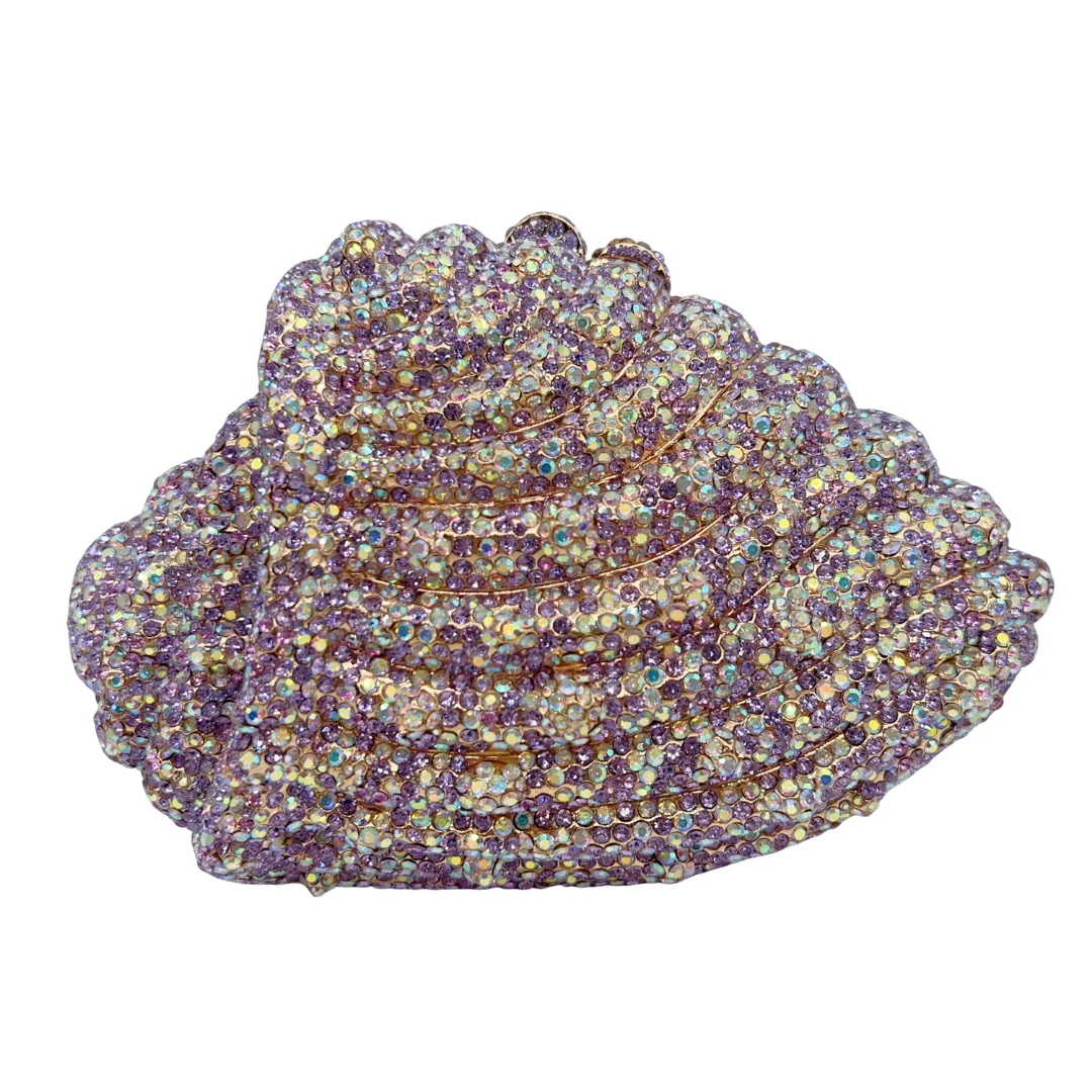 

"2024 Evening Party Bag - Women's Rhinestone Clutch, Luxury Wedding Tote Bag with Chain" Conch Shape Rhinestone Dinner Bag