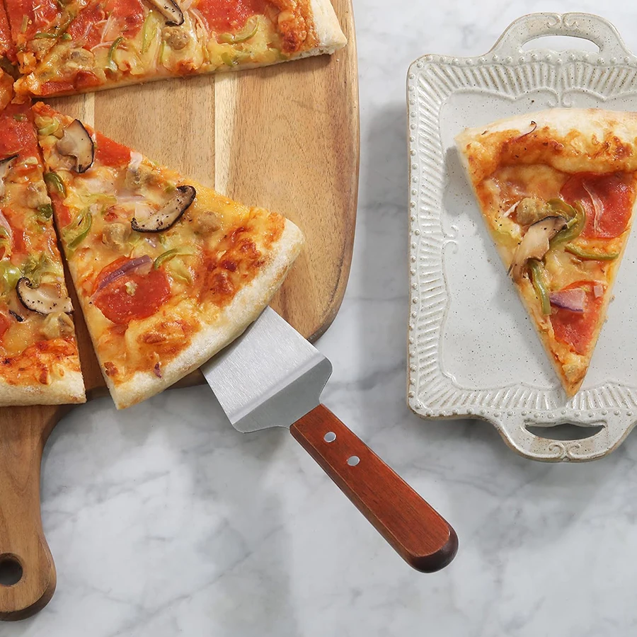 ملعقة بيتزا مقشرة من الفولاذ المقاوم للصدأ مع مقبض مقاوم للحرارة غير قابل للانزلاق لفرن البيتزا والخبز والمطبخ المنزلي JXB