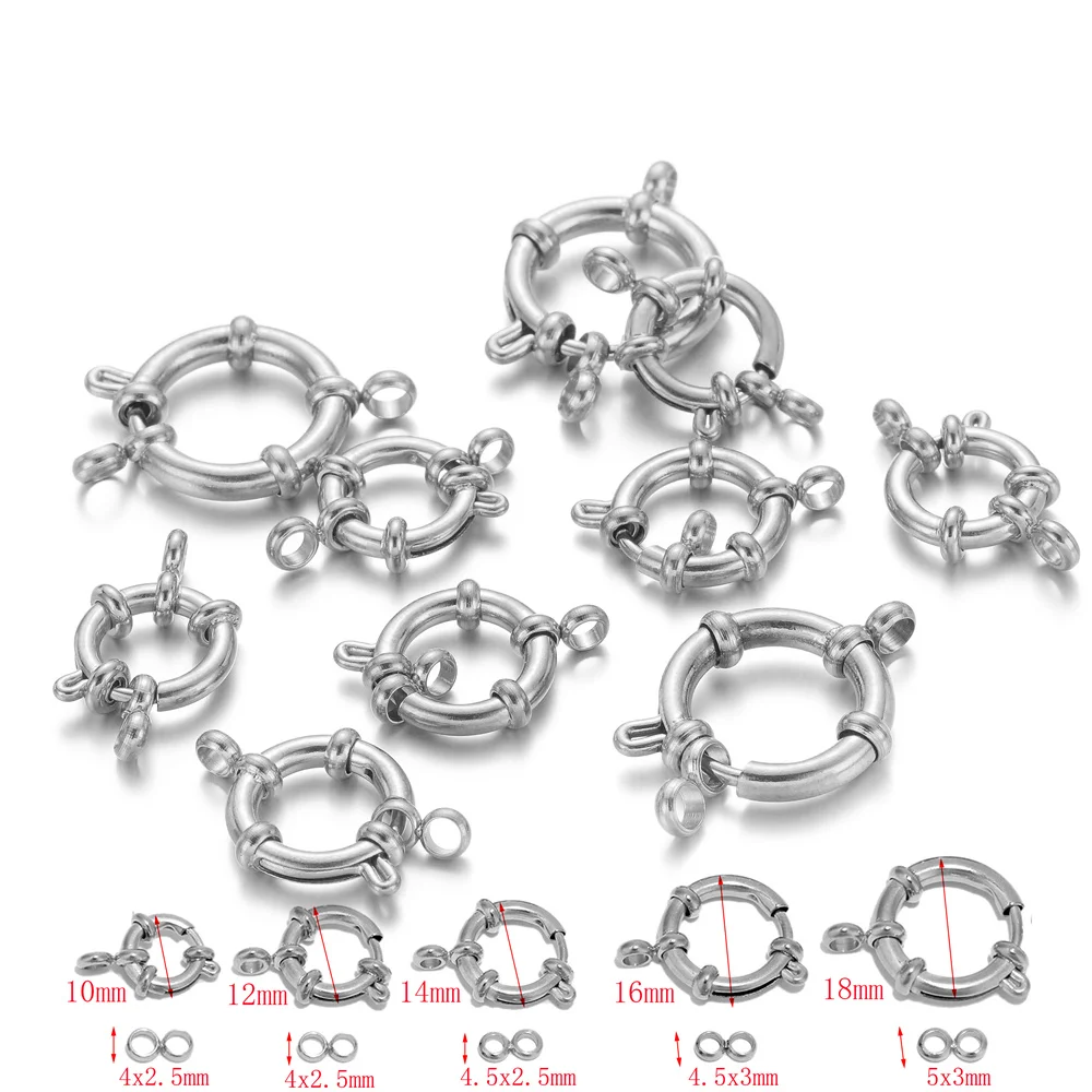 4 stuks roestvrij staal gouden ronde veersluitingen haken voor armband sleutelbeen ketting sluiting connectoren DIY sieraden maken benodigdheden