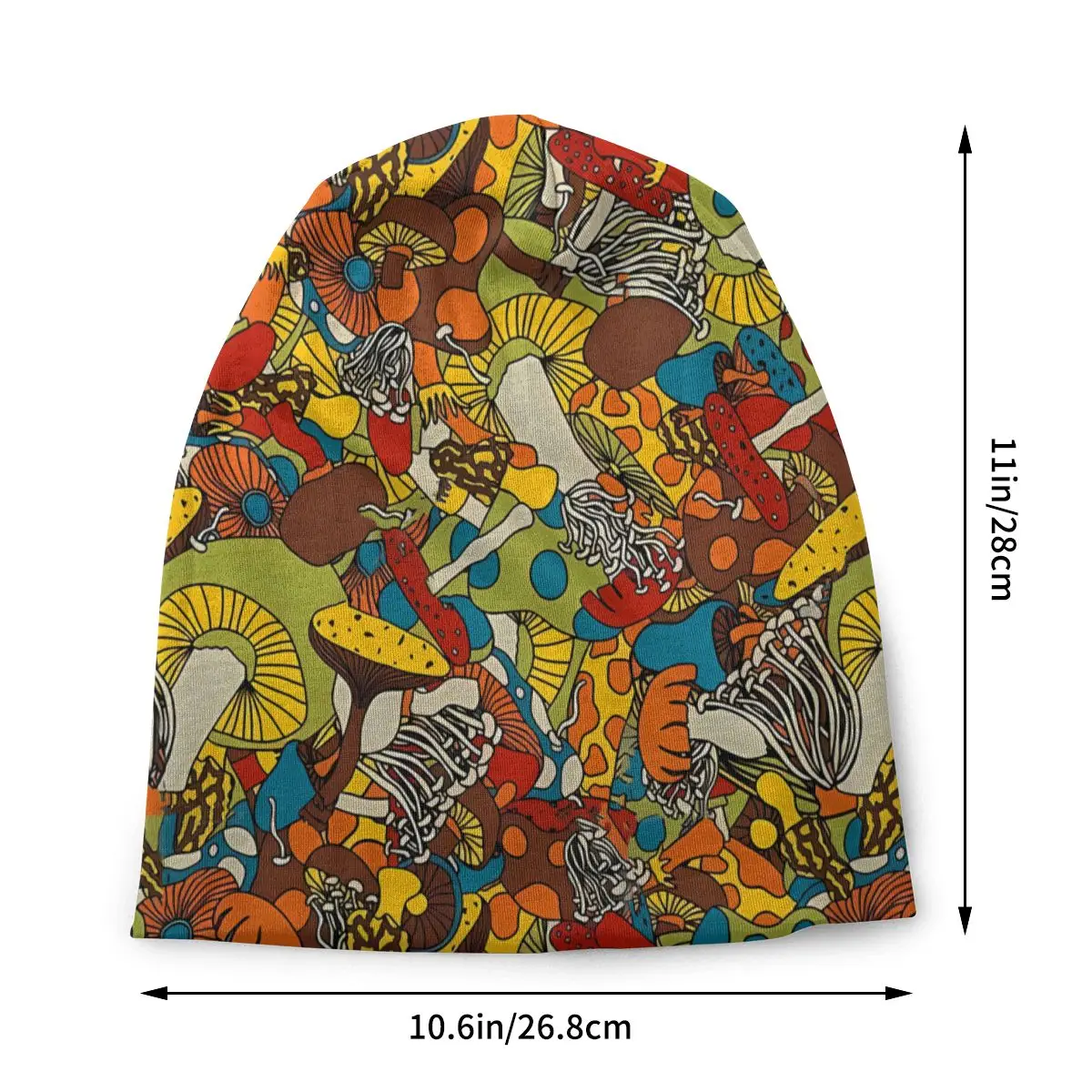 Mushrooms 70s Psychedelic Men Women Beanies Windproof Ski Cap Double Layer Fabric Bonnet Hat