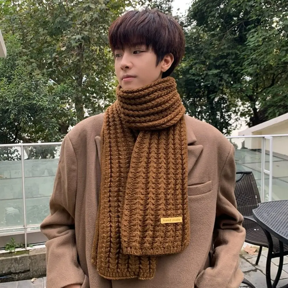 

Fashion Korean Style Solid Color Knit Scarf Casual Thicken Winter Knitted Scarves Warm Windproof Men Women Scarf Gifts