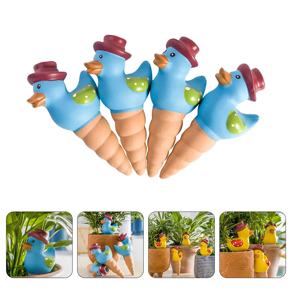 

4Pcs Automatic Plant Self-Watering Devices Duck Shape Auto Drippers for Potted Plants Indoor Gardening Watering Spikes Ceramic