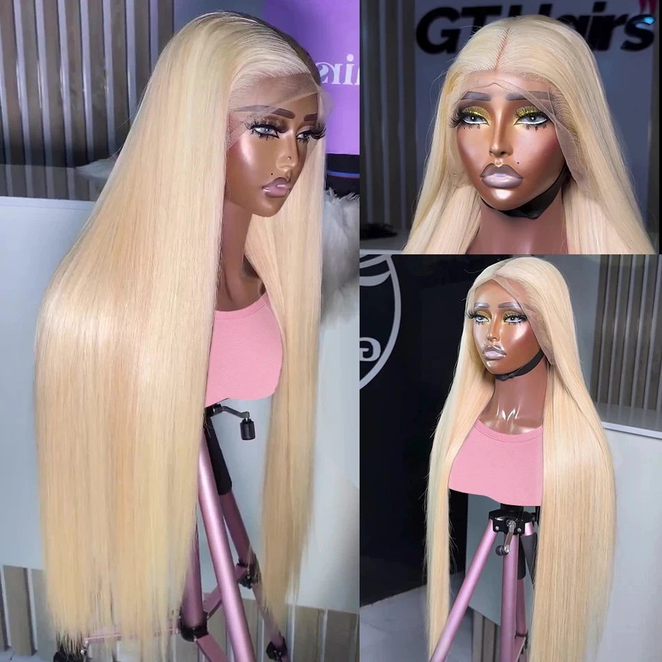 

Блонд-парик 613 HD с HD-кружевной передней частью, 13x6, из натуральных человеческих волос, прямой, бразильский, для чернокожих женщин, 30-40 дюймов, с кружевной передней частью, плотность 230%