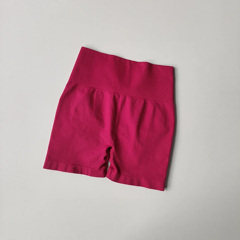 Pfirsichfarbene Fitness-Shorts für Damen, Sport-Shorts zur Po- und Hüftstraffung, Yoga-Shorts mit hoher Taille und hohem Bauchkomfort, hochelastische Leggings – Detail 15