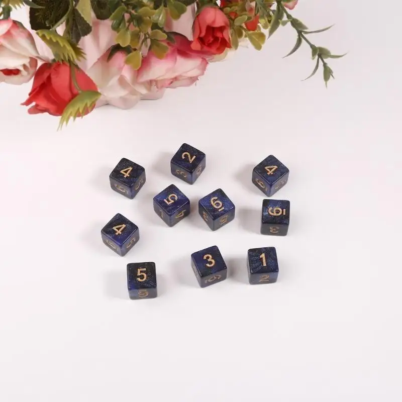 652F 10 قطعة/المجموعة/المجموعة ستة الوجهين النردات الاكريليك مربع الزاوية النردات لعبة حفلة النقش النردات #1