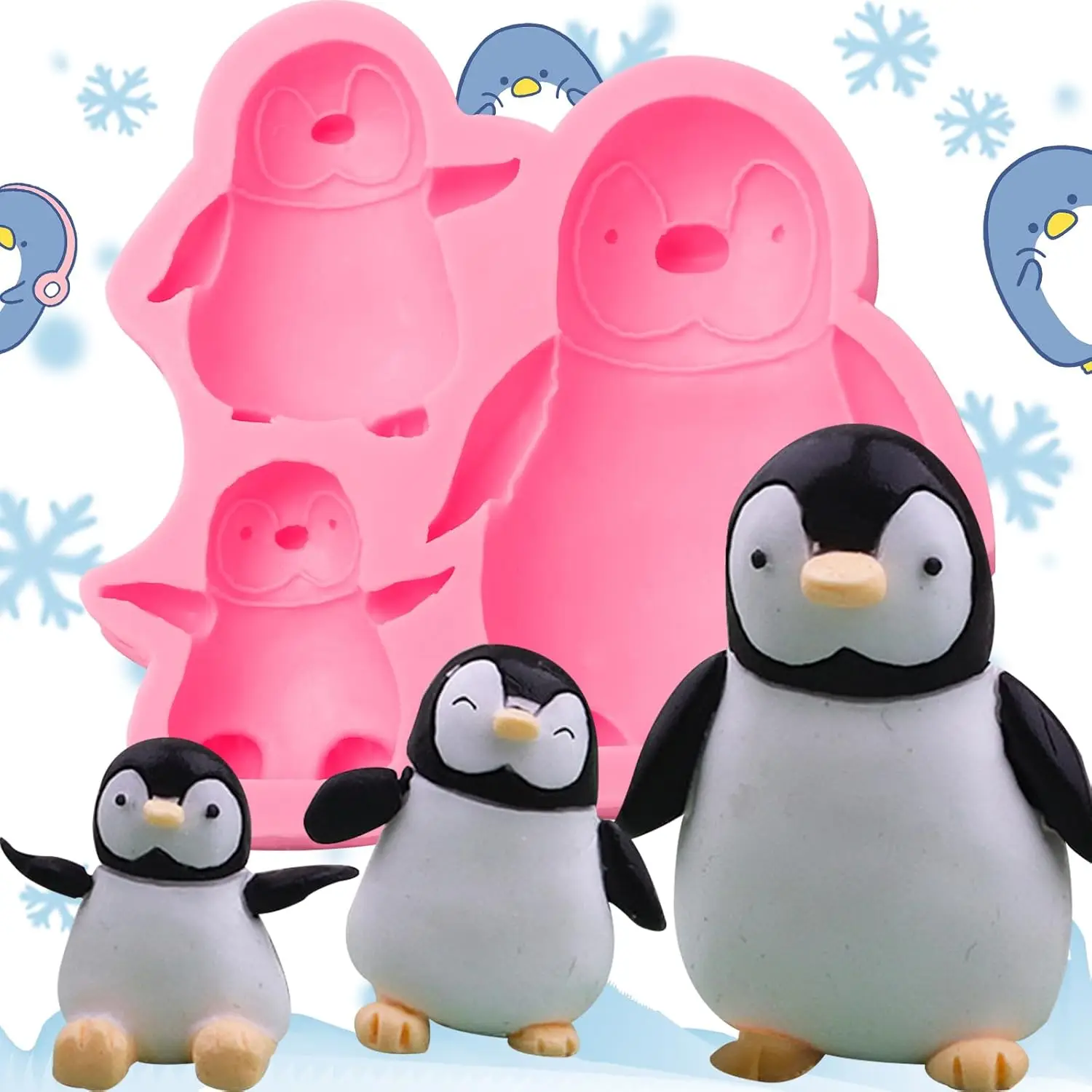 

Large Penguin Silicone Molds Penguin Family Cake Decoration Fondant Mold for Cupcake Toppers Chocolate Epoxy Resin Molds