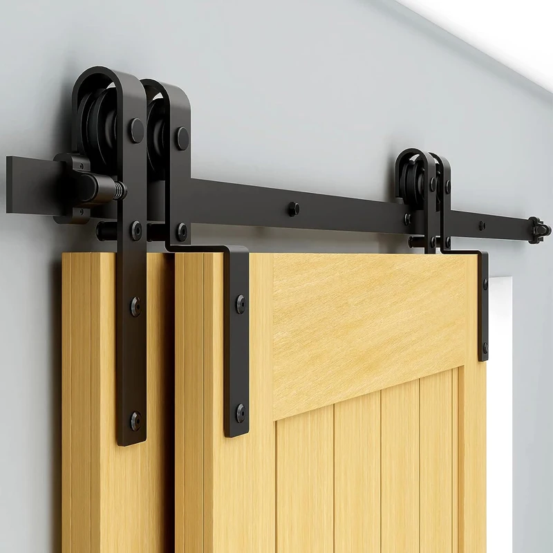 Imagem -02 - Tsmst Bypass Sliding Door Track Barn Door Hardware Kit Cloconjunto Rail Roller Acessório 6ft 66ft