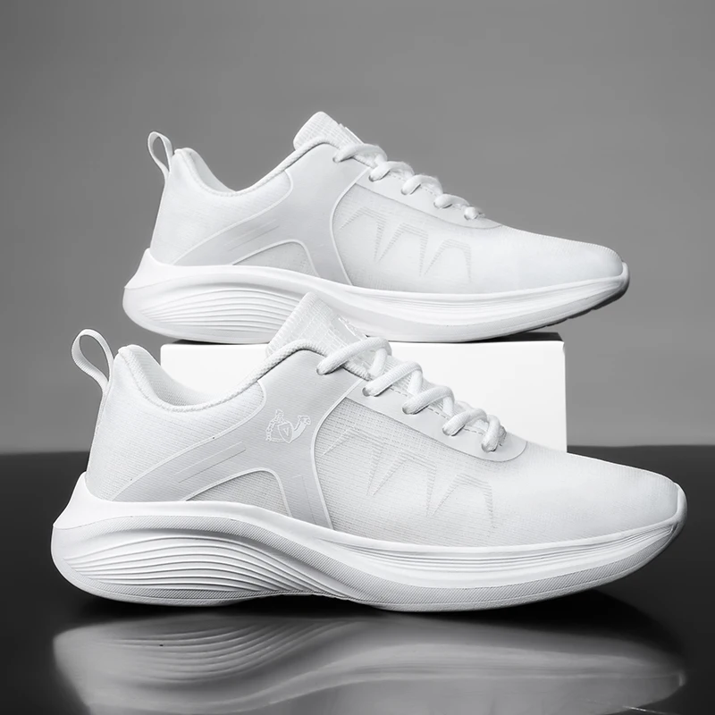 أحذية رياضية رجالية خفيفة الوزن، أحذية رياضية مريحة، أحذية صيفية قابلة للتنفس، أحذية مشي، أحذية بيضاء للرجال