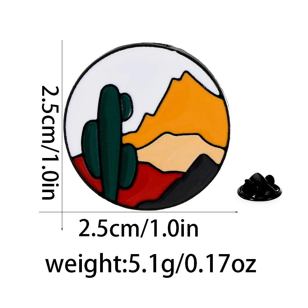 8Styles Classic Natural Landscape Enamel Brooches Oceans Deserts Grasslands Mountains Lakes And Forests Pattern Metal Pins