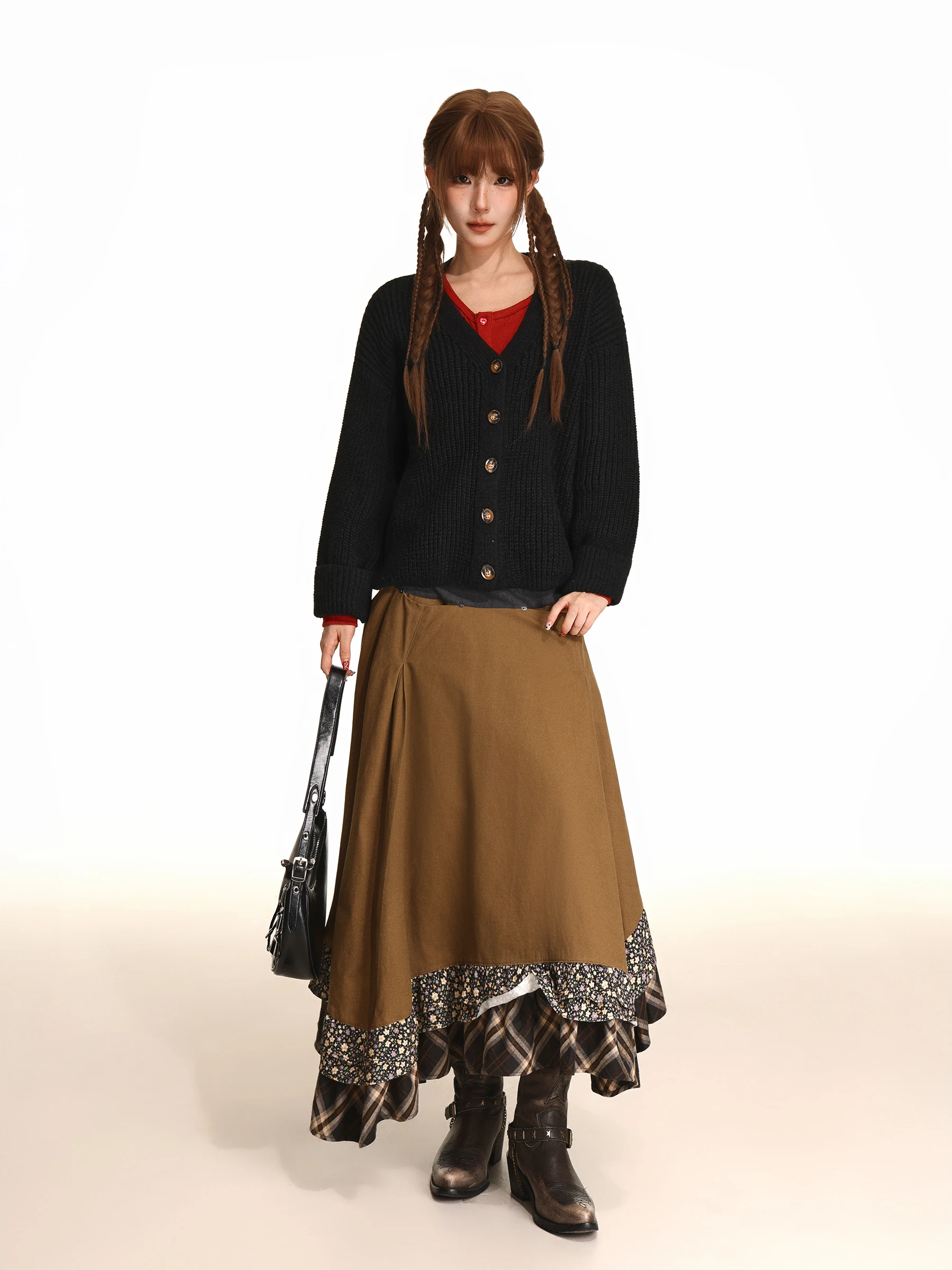 iyue Casual Knitted Pure Color Button Sweater Coat Women's Loose Lazy Feel oulder Slimming Open Cardigan Autumn Faion