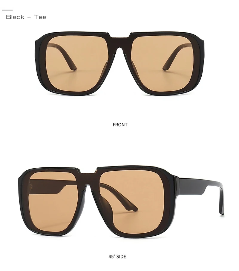 Retro Quadratische Einteilige Sonnenbrille für Männer Verspiegelte Gläser UV400 Flat-Top Herren Mode Sonnenbrille – Detail 10