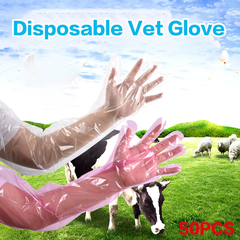 50Pcs Disposable Long Arm Glove Sturdy Non-toxic Farm Glove Veterinary Examination Multifunctional Disposable Gloves