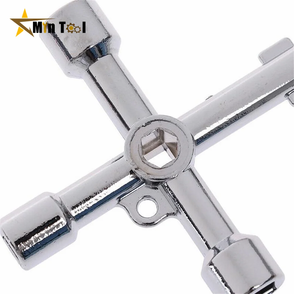 4 Way Universal Cross Triangle Wrench KEY for Train Electrical Elevator Cabinet Valve Alloy Triangle for Bicycle Repair Tool