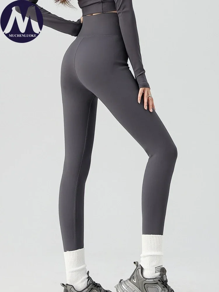 Leggings de terciopelo de cintura alta para mujer, moda coreana, ajustados, pantalones elegantes cálidos y gruesos para otoño e invierno