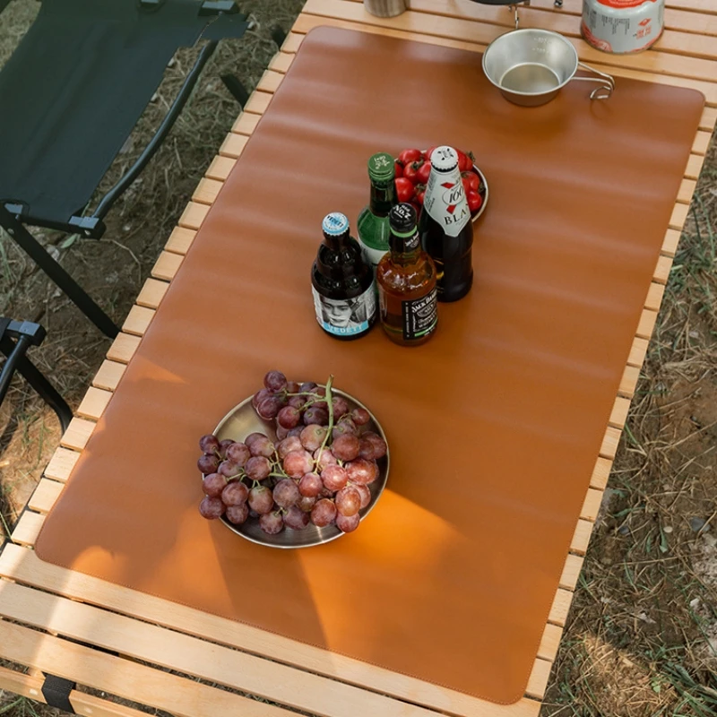 PU Leather Placemats, Heat-Resistant, Waterproof Table Mat, Wipeable, Rollable, Washable, Anti Slip, Camping, Outdoor Picnic