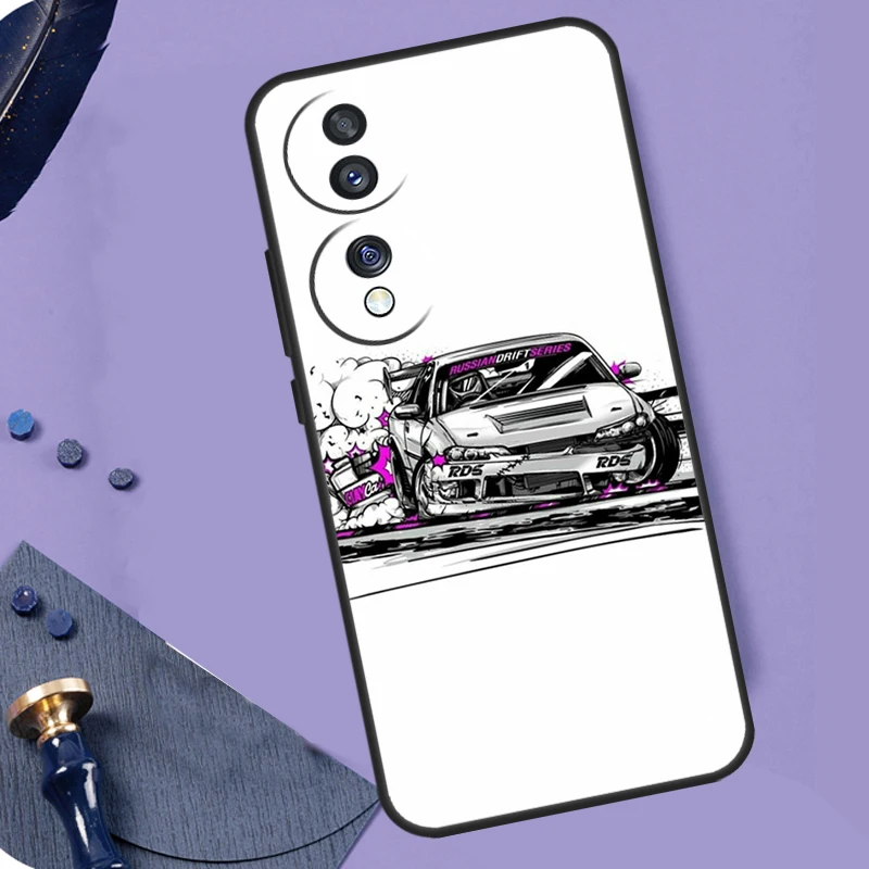 Sports Car JDM Tokyo Drift Case For Honor Magic 6 Pro Magic 5 Lite 50 70 90 Lite X6 X7 X8 X9 X6a X7a X8a X9a X8b X9b