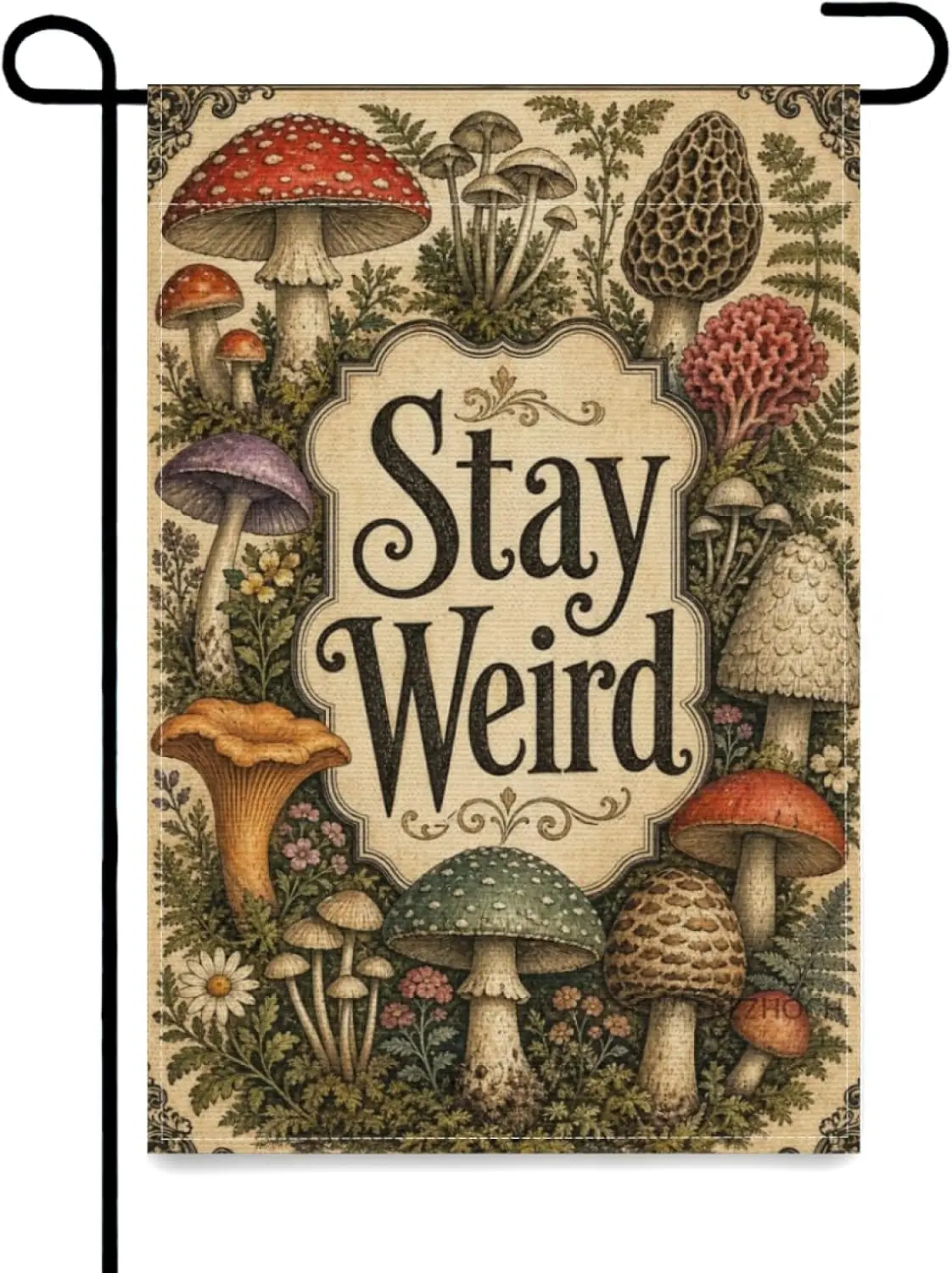 Stay Weird Mystic Moon Garden Flag 12x18 Inch Purple Night Sky Glowing Fairy Floral Vines Enchanted Magical Gothic Fantasy O aaz