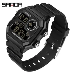 SANDA 418 Famous Outdoor Sports Watches Men Waterproof Countdown Digital Watches Military Men Wristwatches For Man Clock Relogio