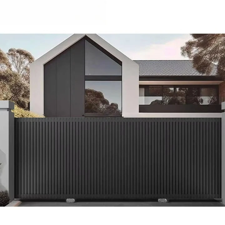 Modern Residential Aluminum Sliding Gate Retractable Electric Metal Fence Door Durable Outdoor House Courtyard Security Gate