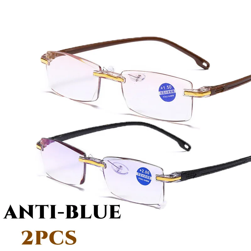 

Trend Diopter Rimless Reading Glasses Fashion Unisex Anti Blue Light Prescription Eyeglasses Retro Flexible Presbyopia Eyewear