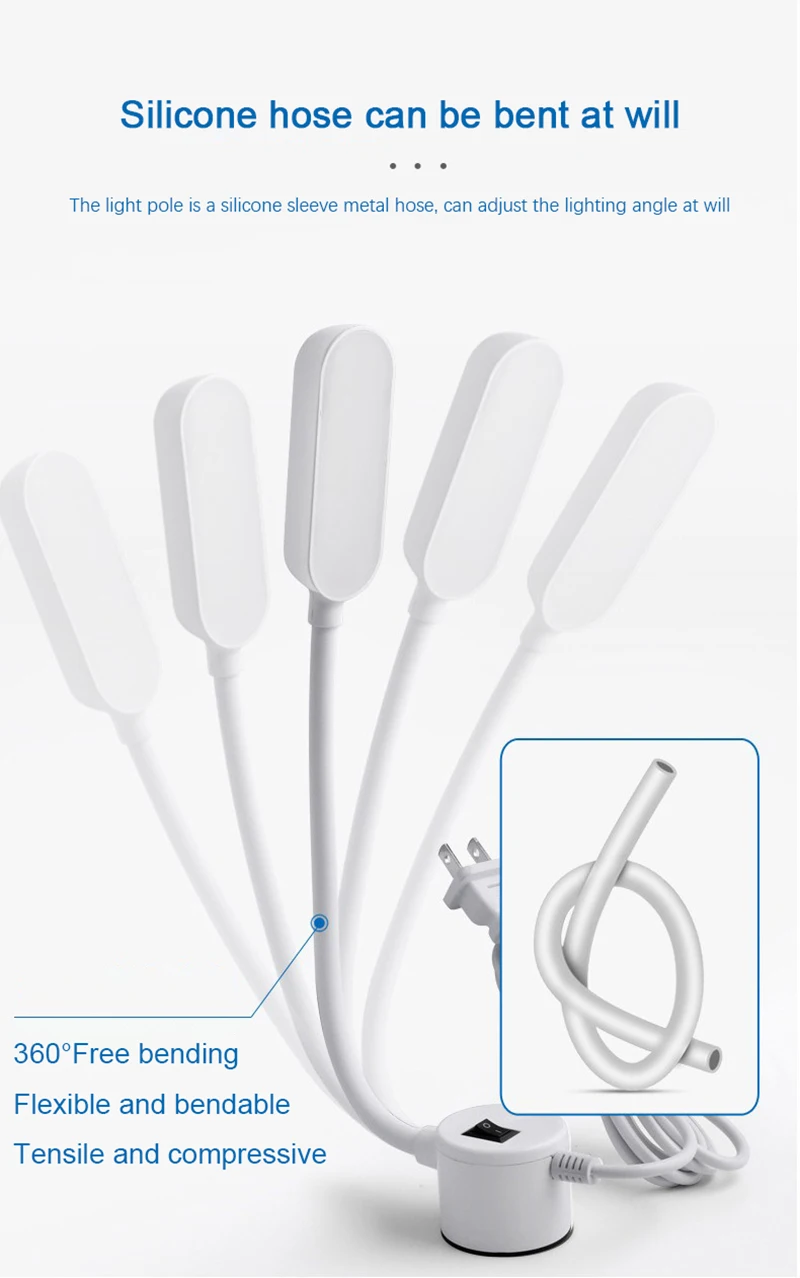 LED-Nähmaschinenbeleuchtungslampe, Touch-Dimmung, industriell, 10/30 LED-Licht, 360° ° Flexibel verstellbar für adsorbierte Basis-Arbeitslampen – Detail 3