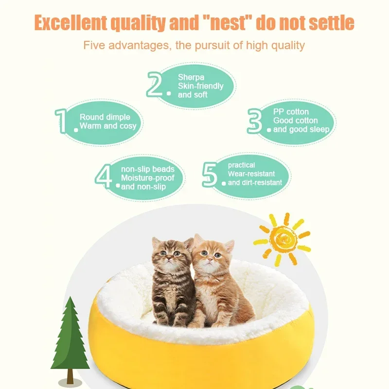 Comfortable Plush Pet Nest Round Cashmere Warm Cat Nest Comfortable Winter Without Fuel Without Electricity