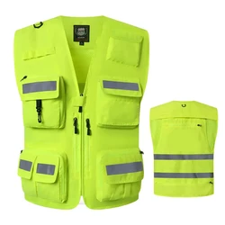 Chaleco reflectante de seguridad de alta visibilidad, chaqueta de motocicleta de trabajo, señal fluorescente, Jinete luminoso de policía de alto grado