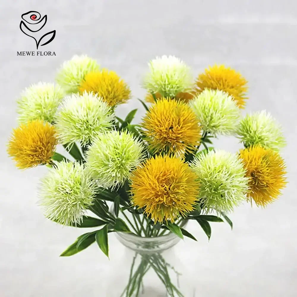 12Pcs Artificial Dandelions Bouquet Home Table Vase Decor Plastic Flowers Faux Plants for Living Room Photo Prop Accessories