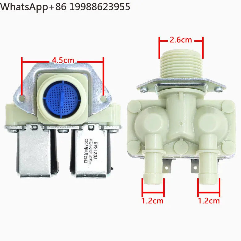 FPS180 Dual Inlet Water Solenoid Valve for Drum Washing Machine Replacement
