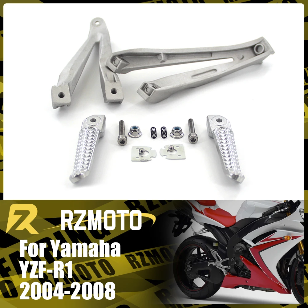 YZFR1 Rear Foot Rests Pedal Accessories Parts For YAMAHA YZF-R1 2004-2008 Motorcycle Folding Bracket Assembly Kit Silver black