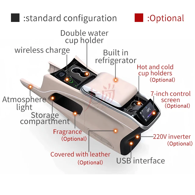 Applicable to maybenz Vito V260 w447  Armrest box central storage box with wireless charging touch screen Armrest modification