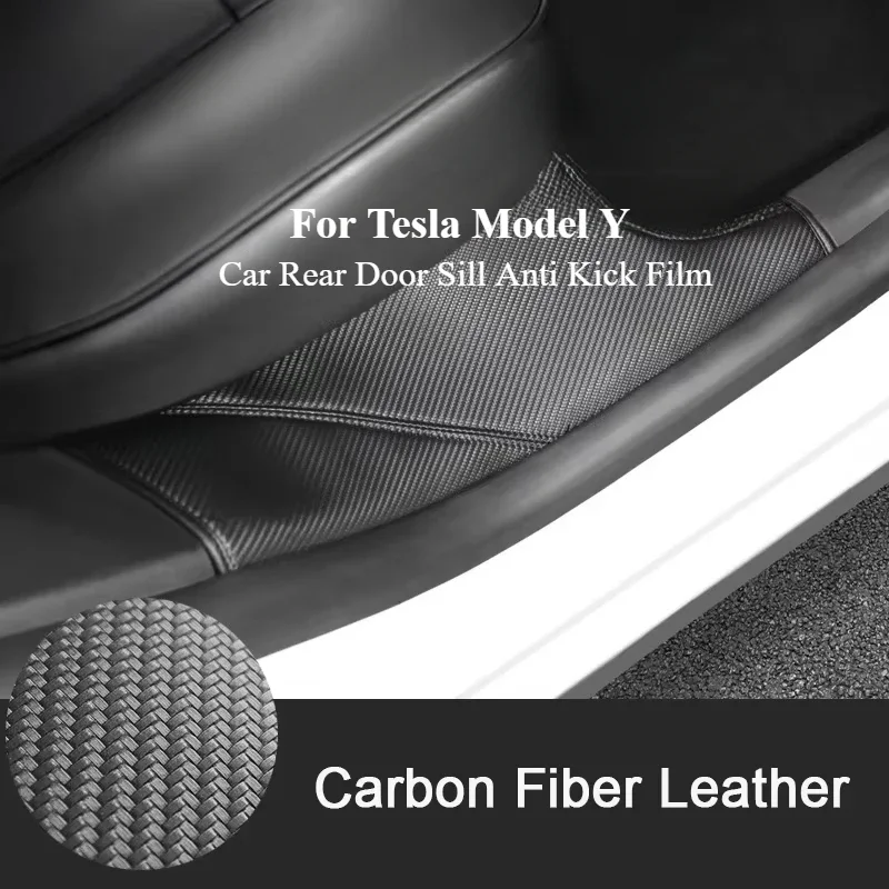 Rear Door Sill Anti Kick Film For Tesla Model Y 2024 Leather Mat Side Defense Pads Side Edge Film Protector Stickers Accessories