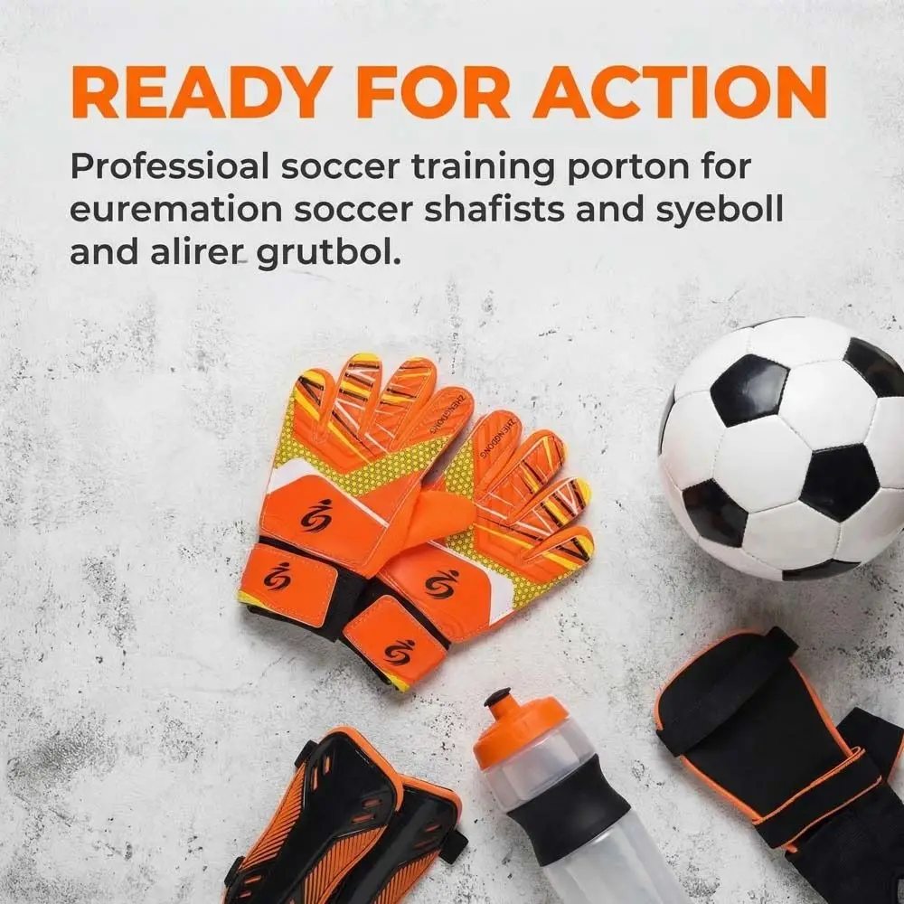 1 pair Double Sided Latex Children Soccer Gloves Finger Protection Antiskid Goalie Gloves Double Layer Wrist Major