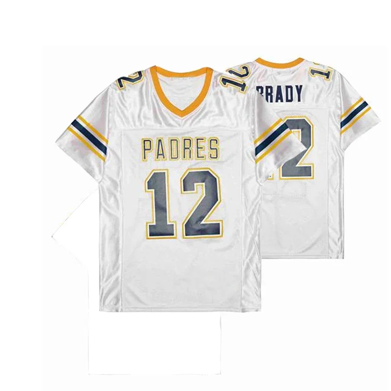 New Men American Football jersey Padres 12 Sewing Embroidery Outdoor Sports Mesh Ventilation White Blue 2023 New Big Size