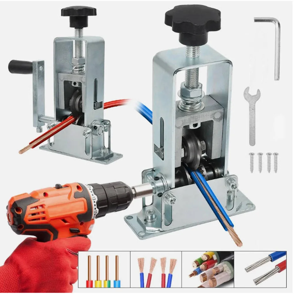 Image of Tragbarer Drahtabisolierer Manuelles Kabelabisolierwerkzeug 1-25mm Kabel-Abisoliermaschine mit Handkurbel und Elektrobohrer