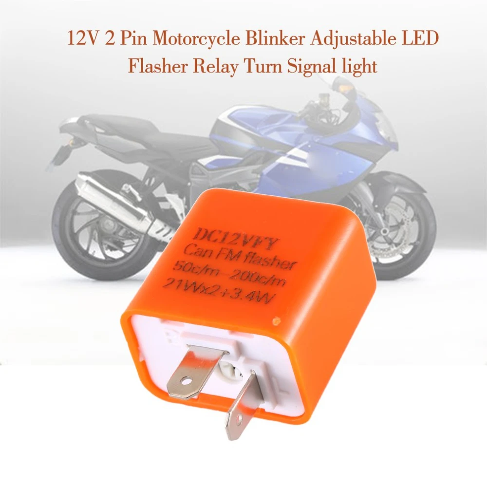 12V Speed Adjustable 2 Pin LED Electronic Flasher Relay for Motorcycle Turn Signal Direct Replacement Universal Hazard Warn
