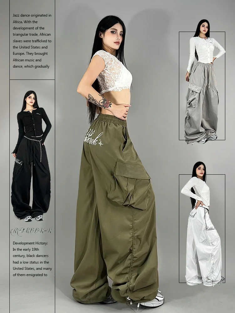 Loose Workwear Pants Women's Jazz Dance Street Style Asymmetric Natural Waist Straight Leg Pants Casual Comfortable Fit